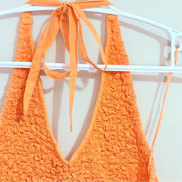 3/$10⚡️Cotton On Orange Halter Jumpsuit with Popcorn Smocked Bodice - Picture 13 of 15